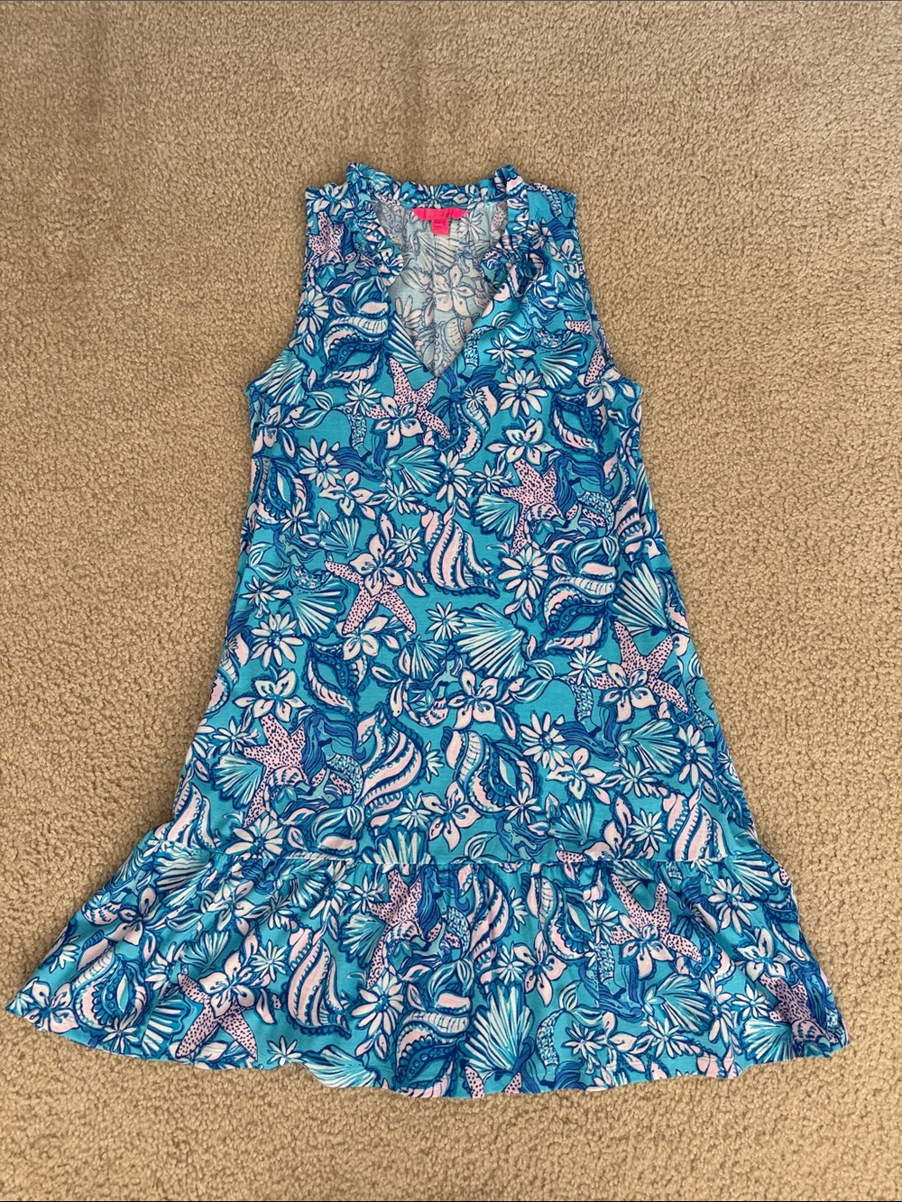 Lilly Pulitzer Blue Pink Floral Sleeveless Dress